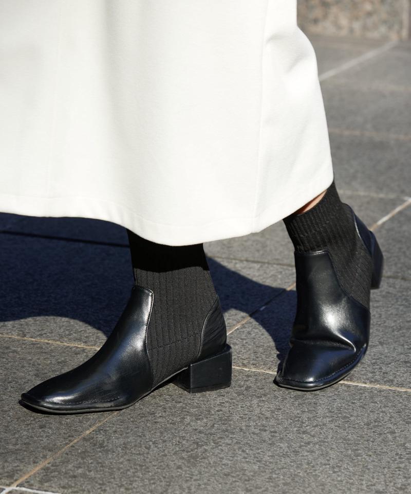 ニット切替ショートブーツ