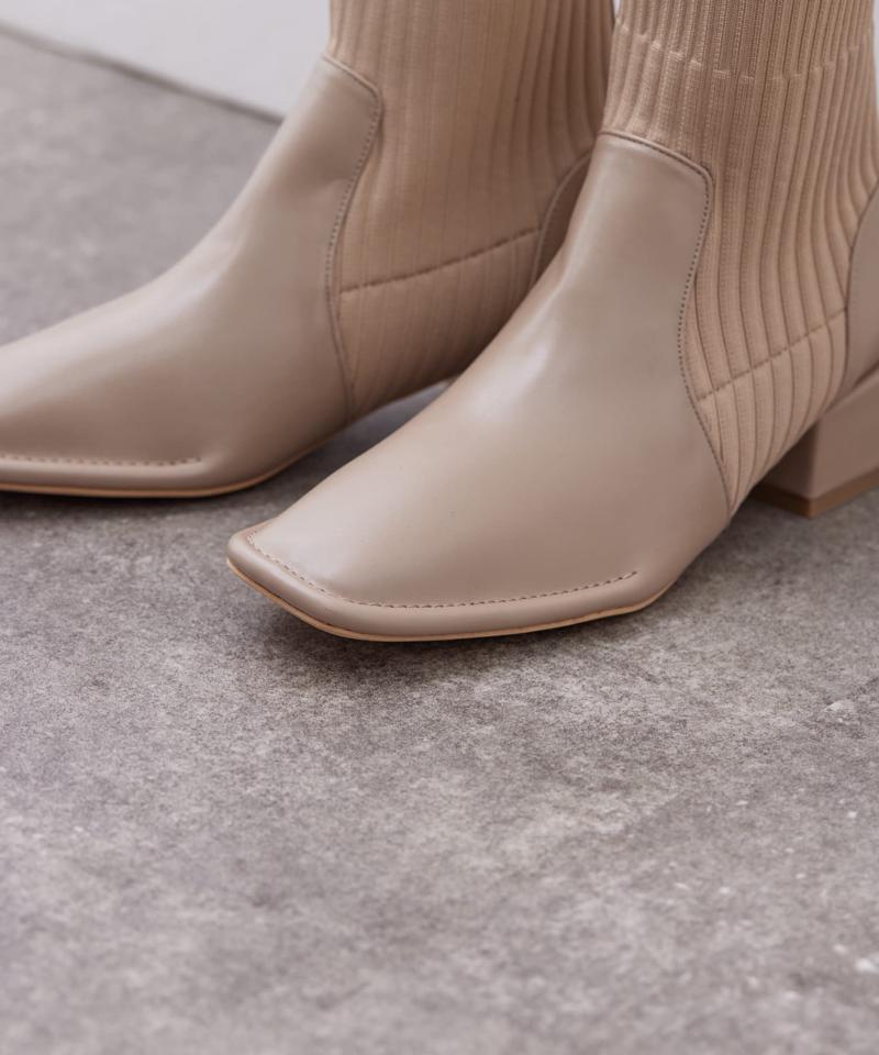 ニット切替ショートブーツ