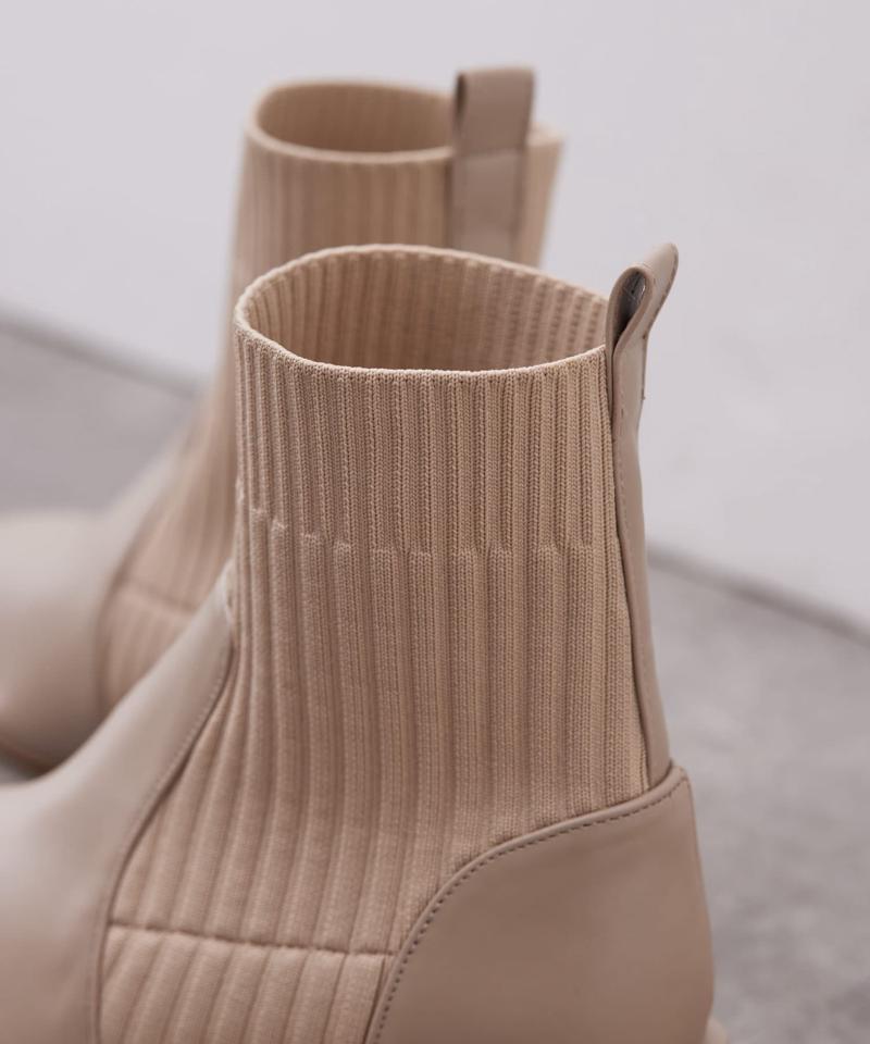 ニット切替ショートブーツ