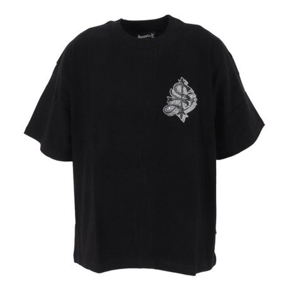 【10%OFFクーポン対象!8/17まで】サプライヤー(SUPPLIER)(メンズ)半袖Tシャツ メンズ ラインストーンクロスTシャツ 21SSD1-08104-021-BK