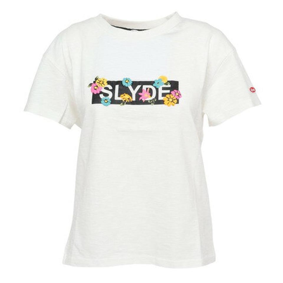 【2点10%OFFクーポン対象!8/10まで】スライド(SLYDE)(レディース)半袖Tシャツ レディース フラワーロゴ SL2023SSL-APP004WHT