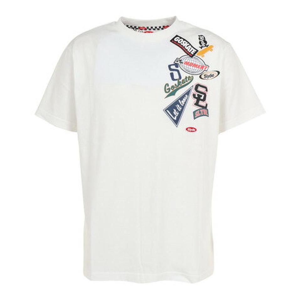 スライド(SLYDE)(メンズ)半袖Tシャツ メンズ ボックス ロゴ SL2023SSM-APP003WHT