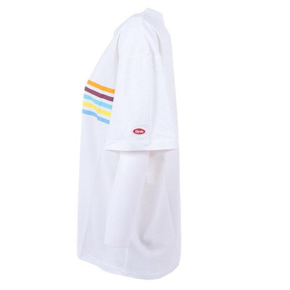 【10%OFFクーポン対象!8/10まで】スライド(SLYDE)(レディース)半袖Tシャツ レディース マルチ ライン プリント SL2023SSL-APP008WHT