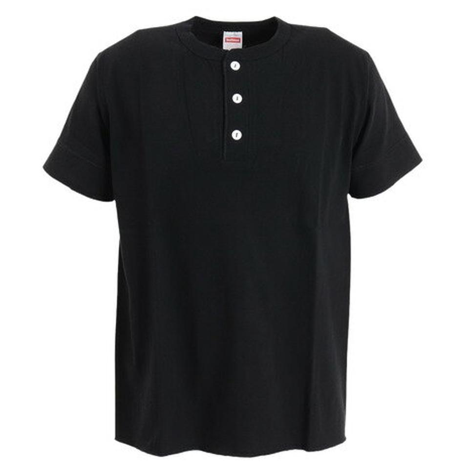 ヘルスニット(Healthknit)(メンズ)半袖Tシャツ メンズ 天竺 ヘンリーネック 906S BLK