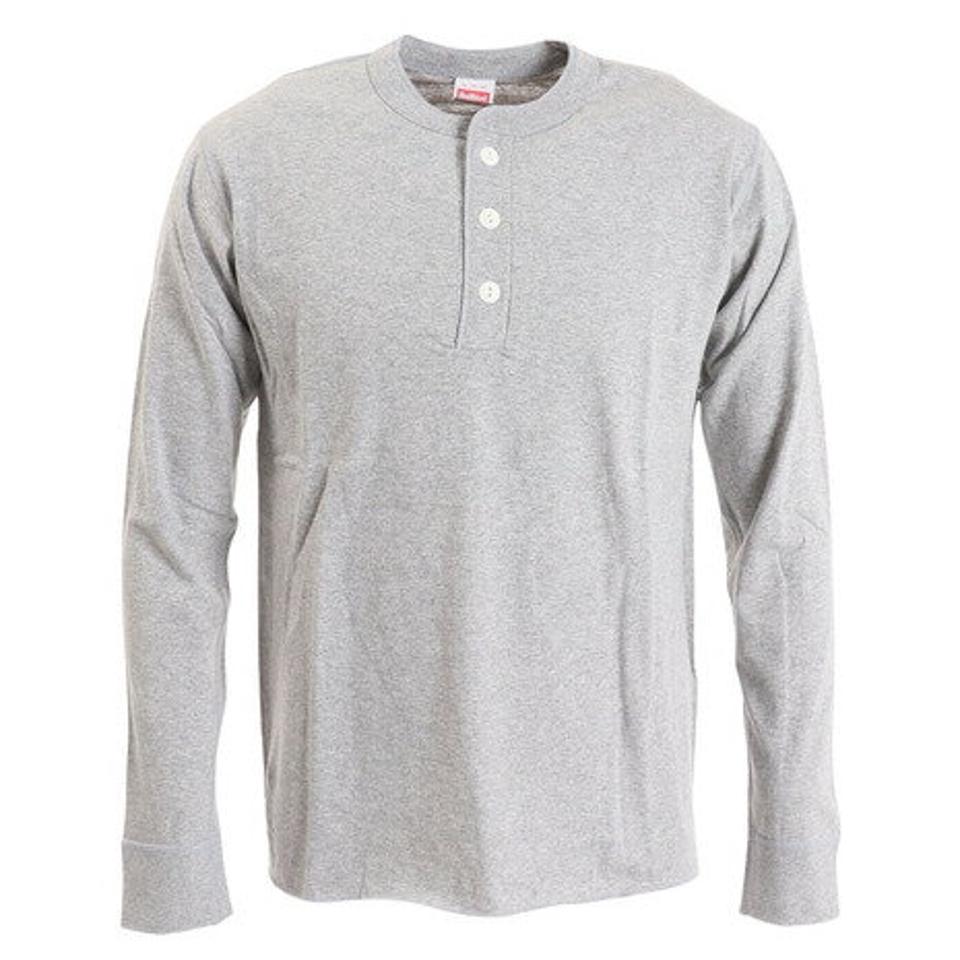 ヘルスニット(Healthknit)(メンズ)長袖Tシャツ メンズ 天竺 ヘンリーネック 906L HGRY