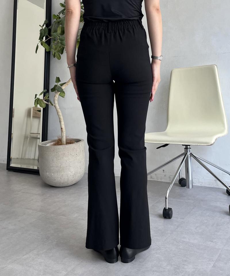 【S・Mサイズ展開有り】スーパーストレッチスリットパールフレアパンツ