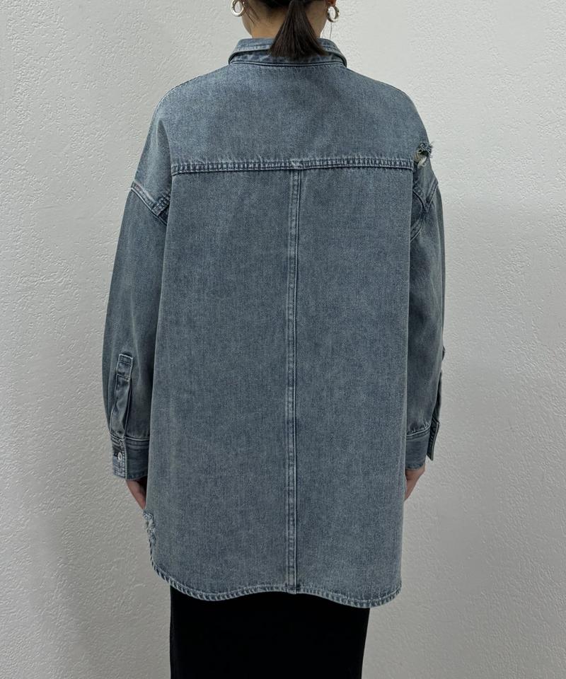 【ブルーのみWEB限定で追加決定！】@ld_chikaコラボカラーダメージデニムシャツ