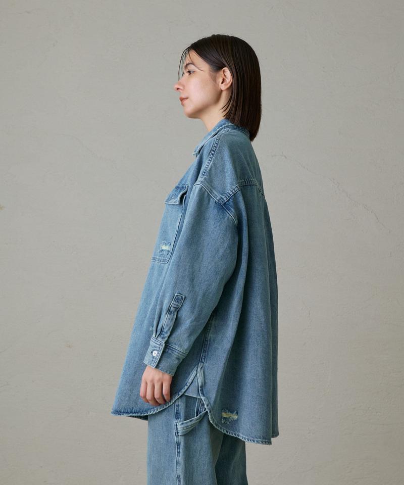 【ブルーのみWEB限定で追加決定！】@ld_chikaコラボカラーダメージデニムシャツ