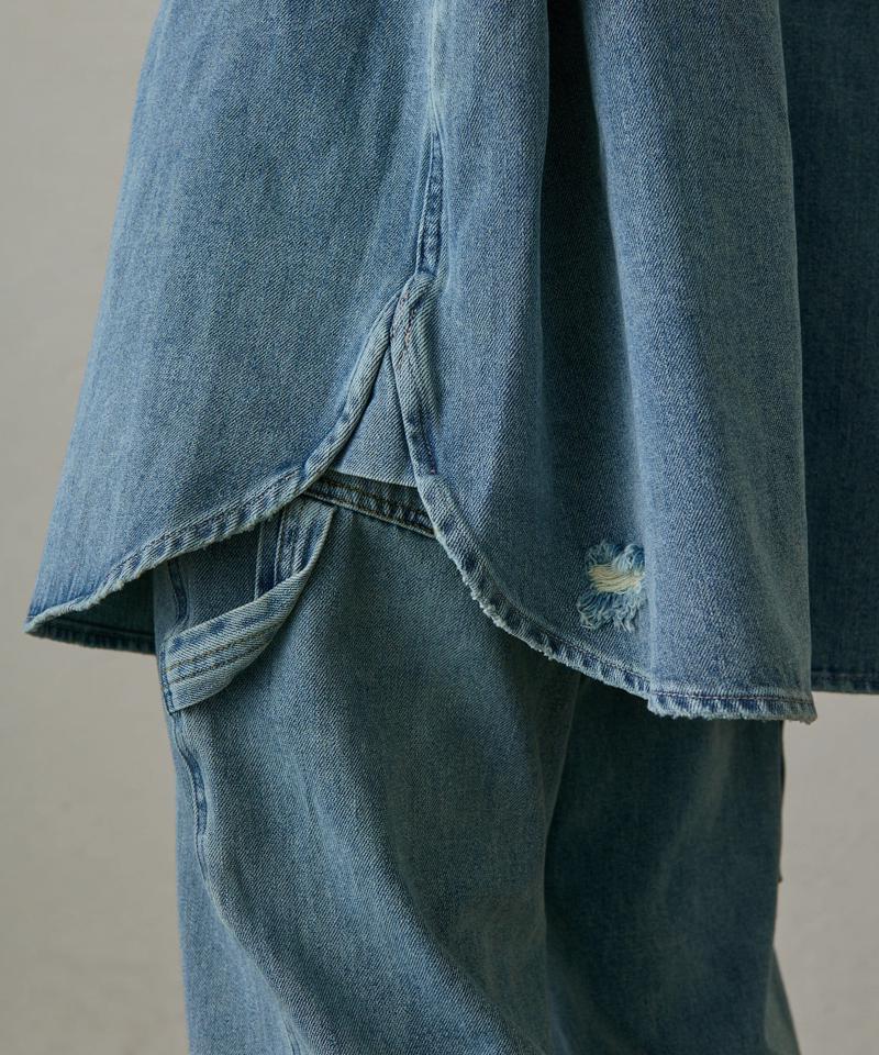 【ブルーのみWEB限定で追加決定！】@ld_chikaコラボカラーダメージデニムシャツ