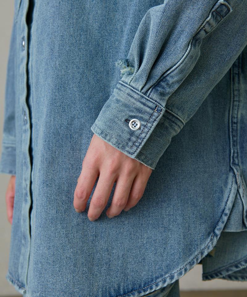 【ブルーのみWEB限定で追加決定！】@ld_chikaコラボカラーダメージデニムシャツ