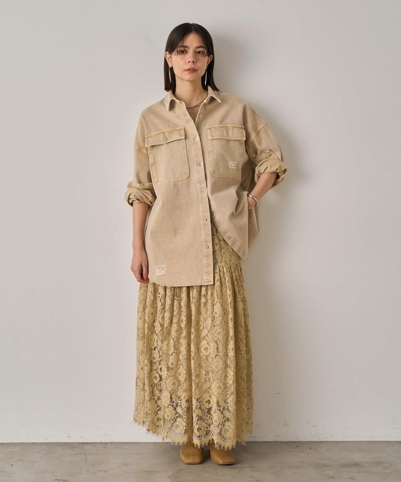 【ブルーのみWEB限定で追加決定！】@ld_chikaコラボカラーダメージデニムシャツ