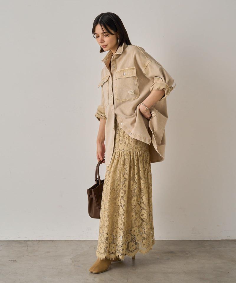 【ブルーのみWEB限定で追加決定！】@ld_chikaコラボカラーダメージデニムシャツ