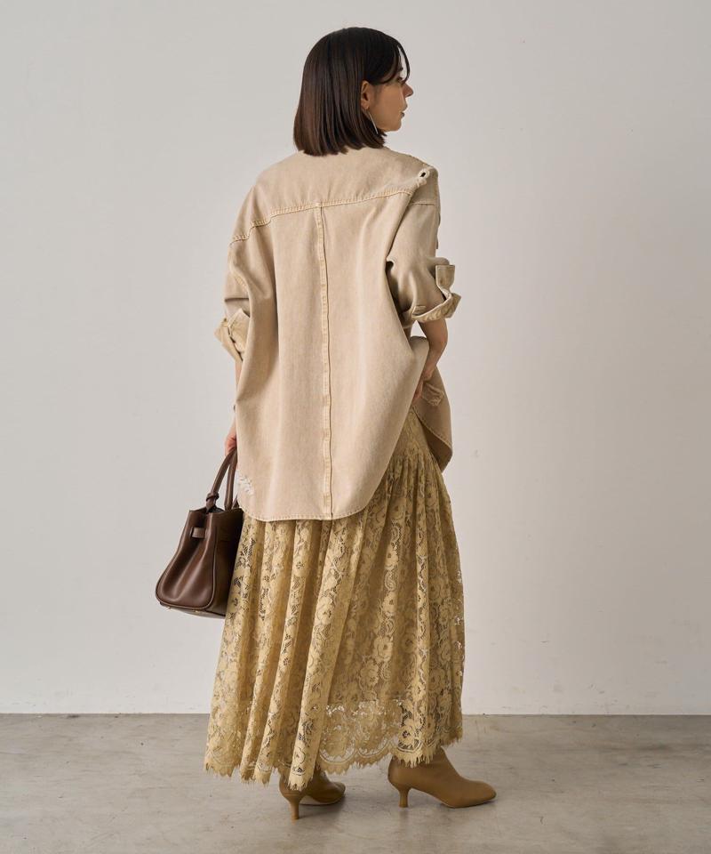 【ブルーのみWEB限定で追加決定！】@ld_chikaコラボカラーダメージデニムシャツ