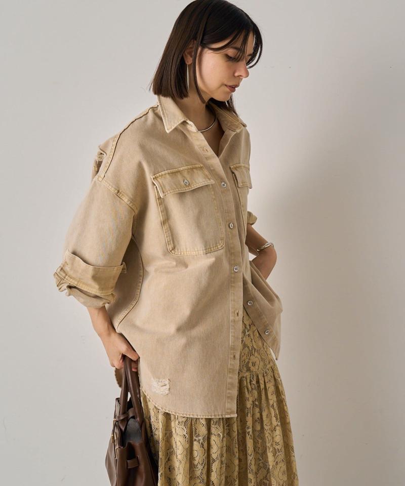 【ブルーのみWEB限定で追加決定！】@ld_chikaコラボカラーダメージデニムシャツ