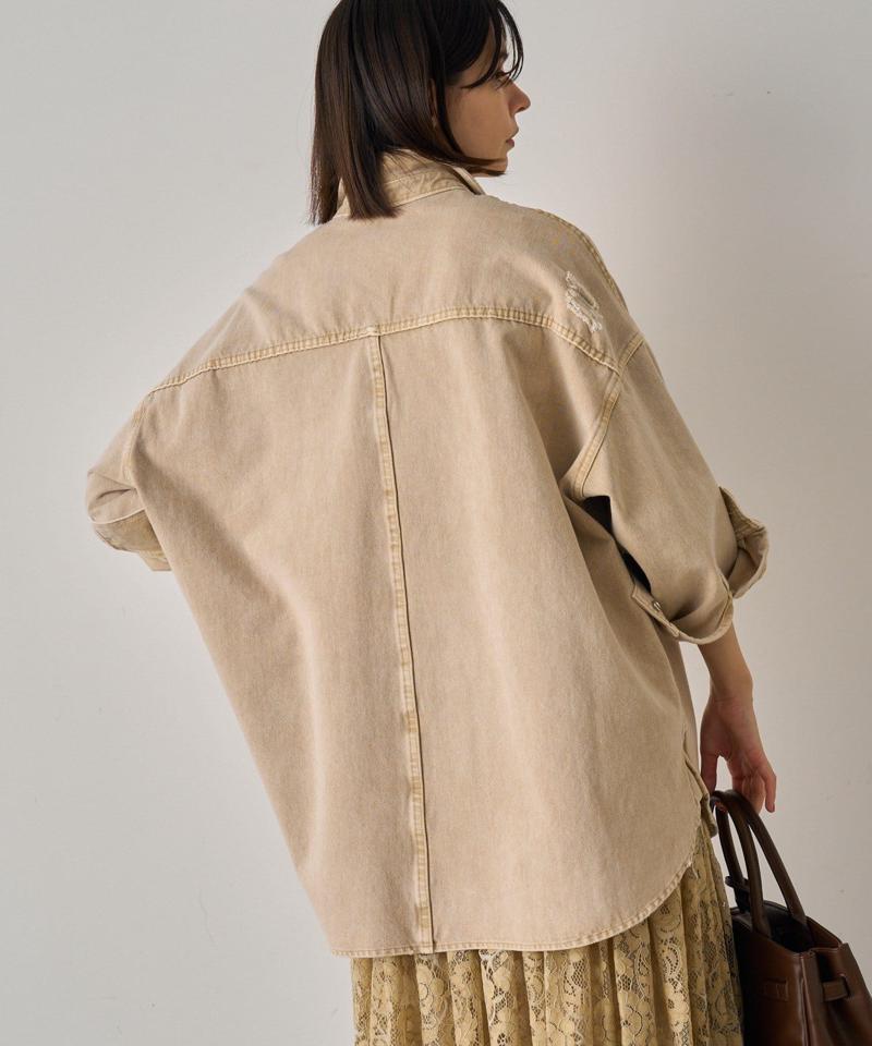 【ブルーのみWEB限定で追加決定！】@ld_chikaコラボカラーダメージデニムシャツ