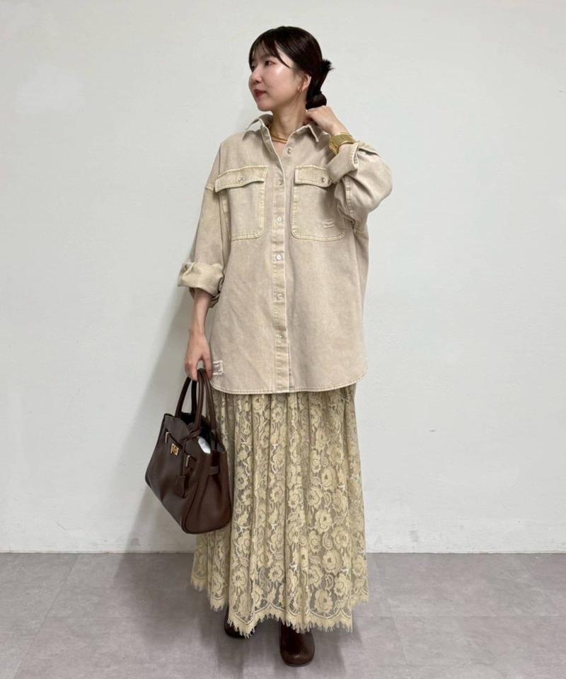 【ブルーのみWEB限定で追加決定！】@ld_chikaコラボカラーダメージデニムシャツ