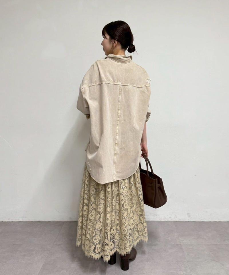 【ブルーのみWEB限定で追加決定！】@ld_chikaコラボカラーダメージデニムシャツ