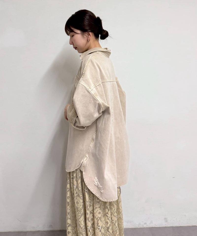 【ブルーのみWEB限定で追加決定！】@ld_chikaコラボカラーダメージデニムシャツ