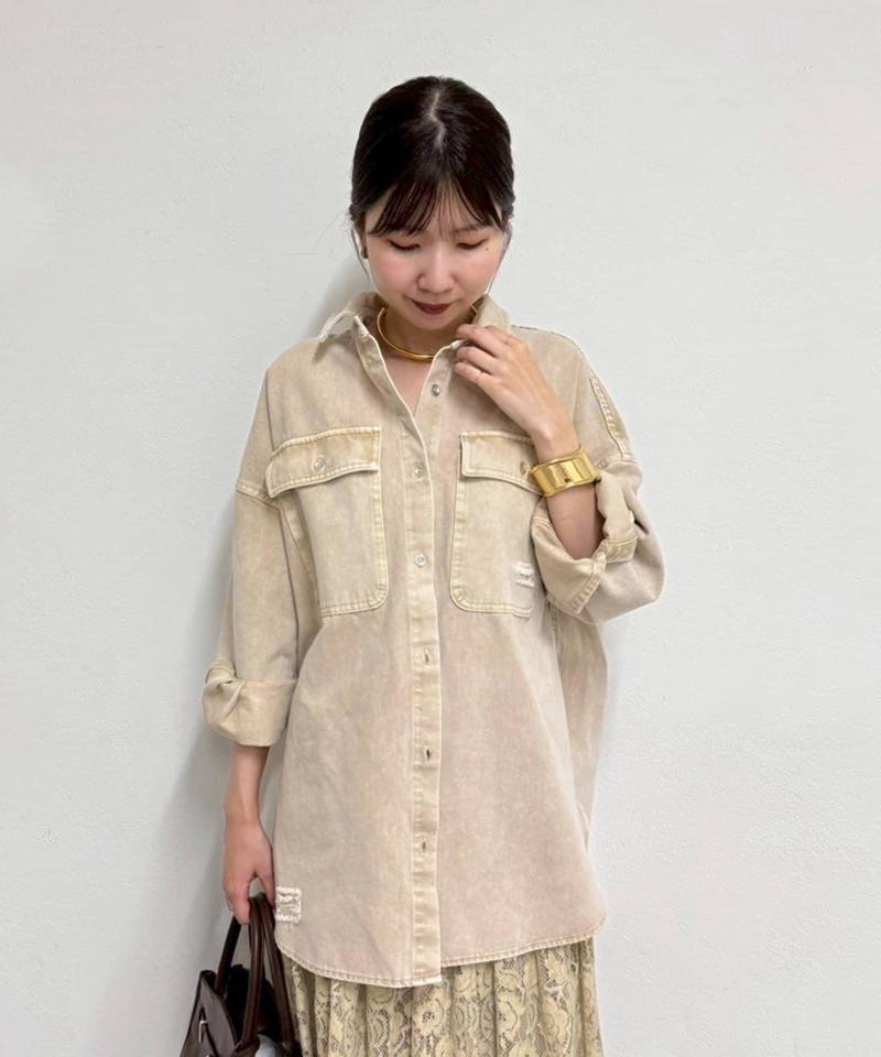 【ブルーのみWEB限定で追加決定！】@ld_chikaコラボカラーダメージデニムシャツ