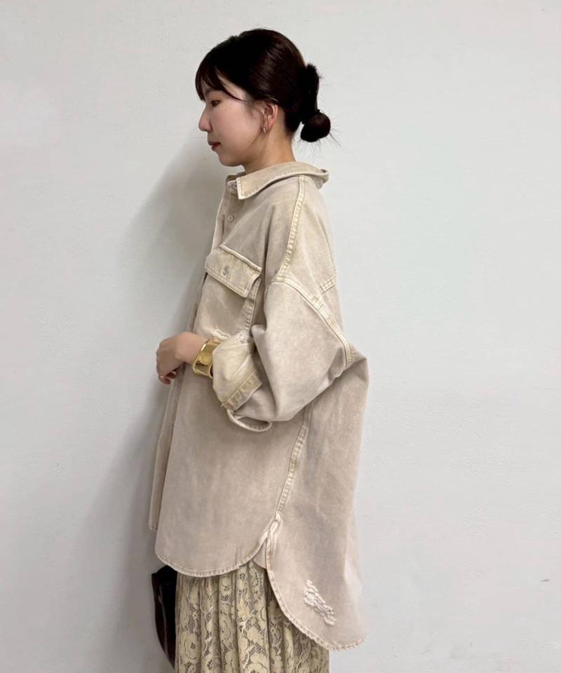 【ブルーのみWEB限定で追加決定！】@ld_chikaコラボカラーダメージデニムシャツ