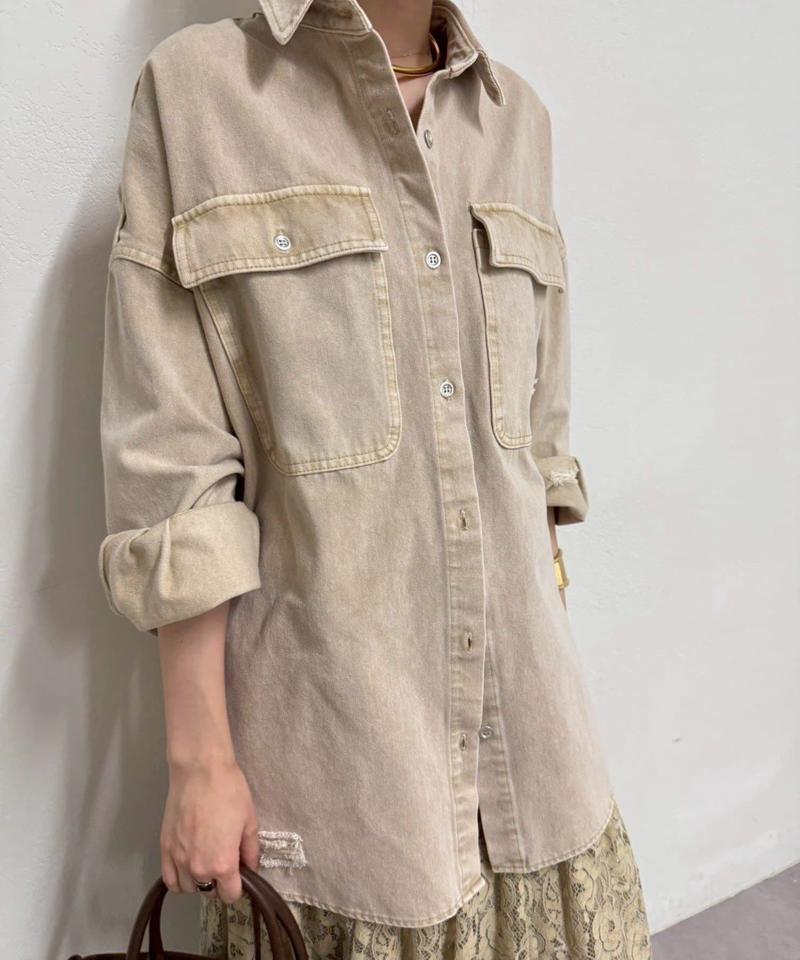 【ブルーのみWEB限定で追加決定！】@ld_chikaコラボカラーダメージデニムシャツ