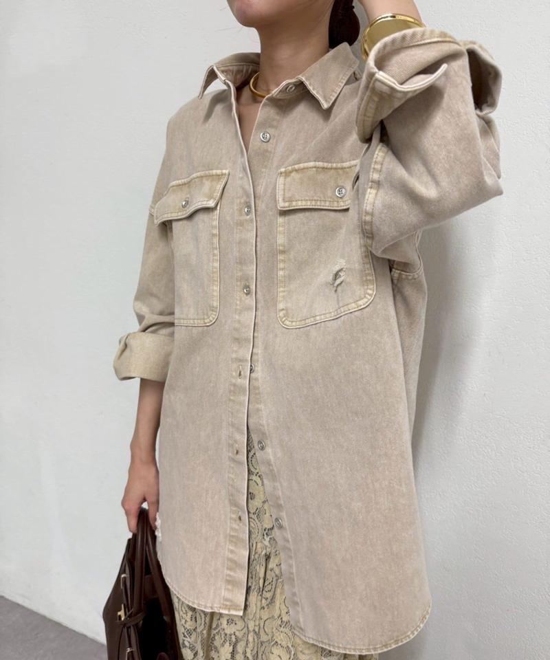 【ブルーのみWEB限定で追加決定！】@ld_chikaコラボカラーダメージデニムシャツ