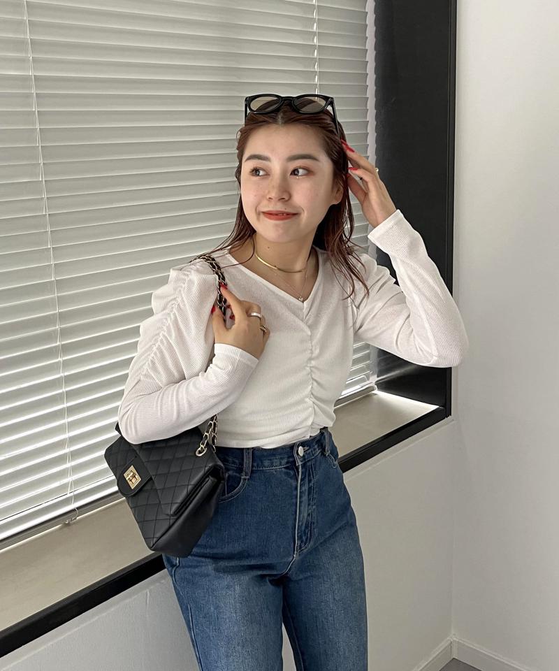 【MOMO SELECT】シャーリングシアーカットソー
