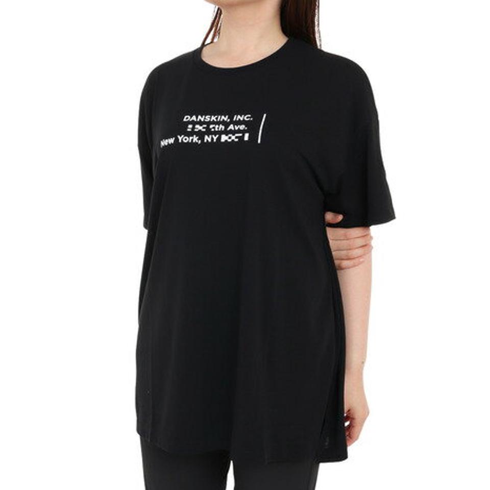 ダンスキン(DANSKIN)(レディース)半袖Tシャツ レディース プリントハーフスリーブオーバーサイズド DC723325 K