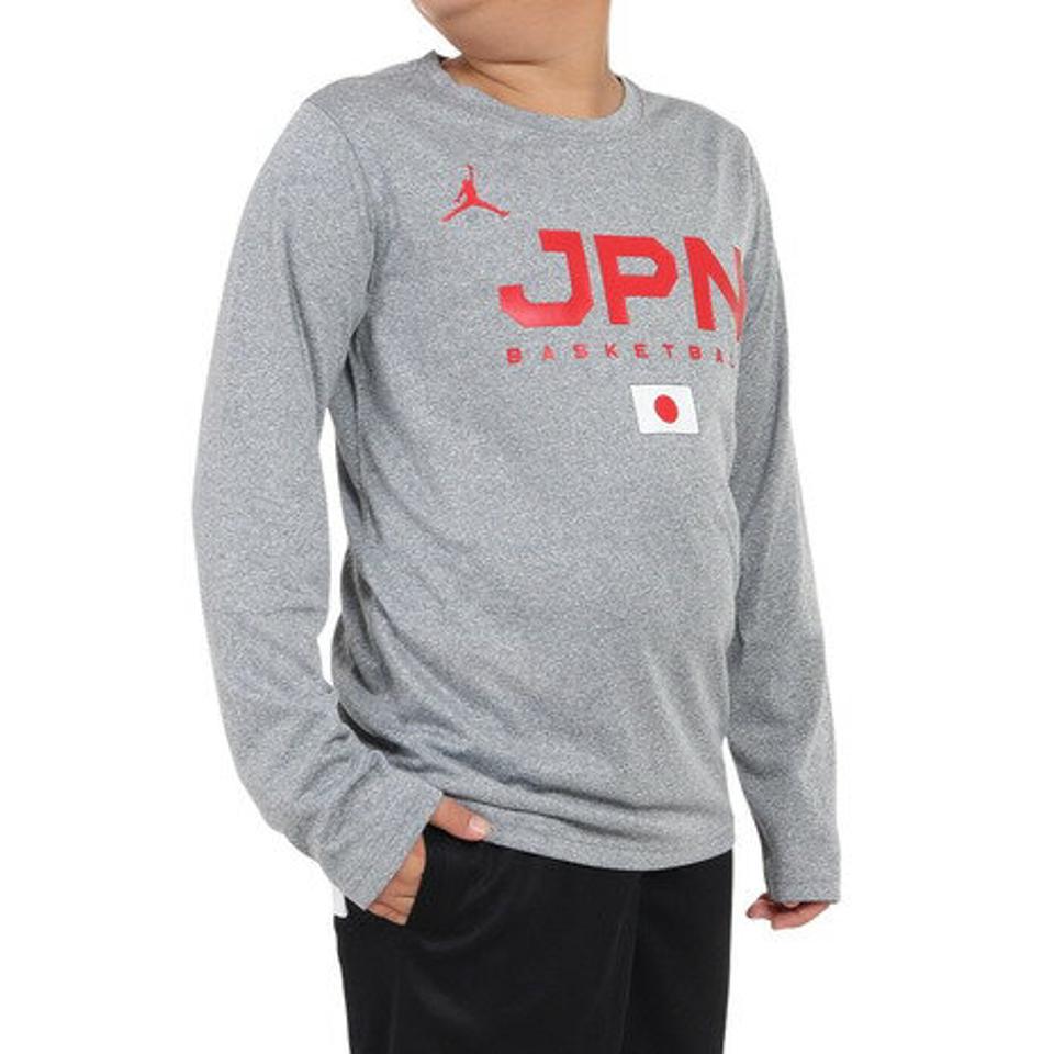 ジョーダン（JORDAN）（キッズ）バスケ 日本代表 Tシャツ ジュニア 長袖 JPN 2023 W杯 グレー YGB7NBA2-GREY