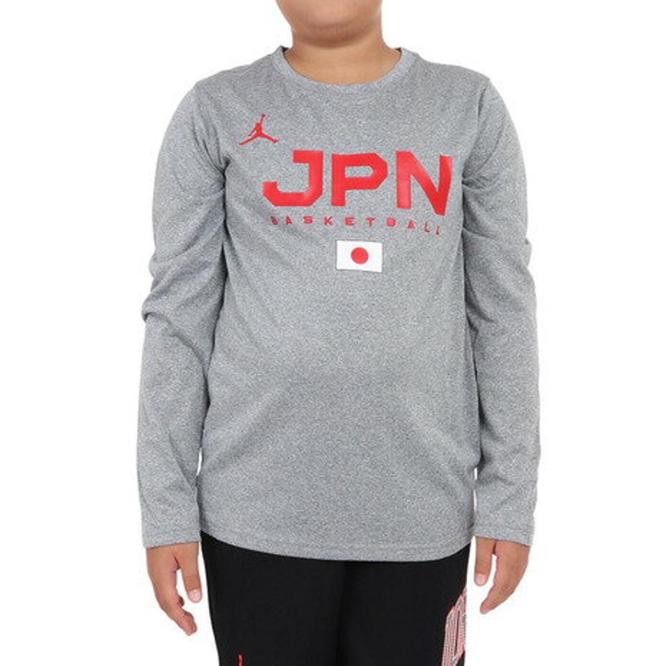 ジョーダン（JORDAN）（キッズ）バスケ 日本代表 Tシャツ ジュニア 長袖 JPN 2023 W杯 グレー YGB7NBA2-GREY