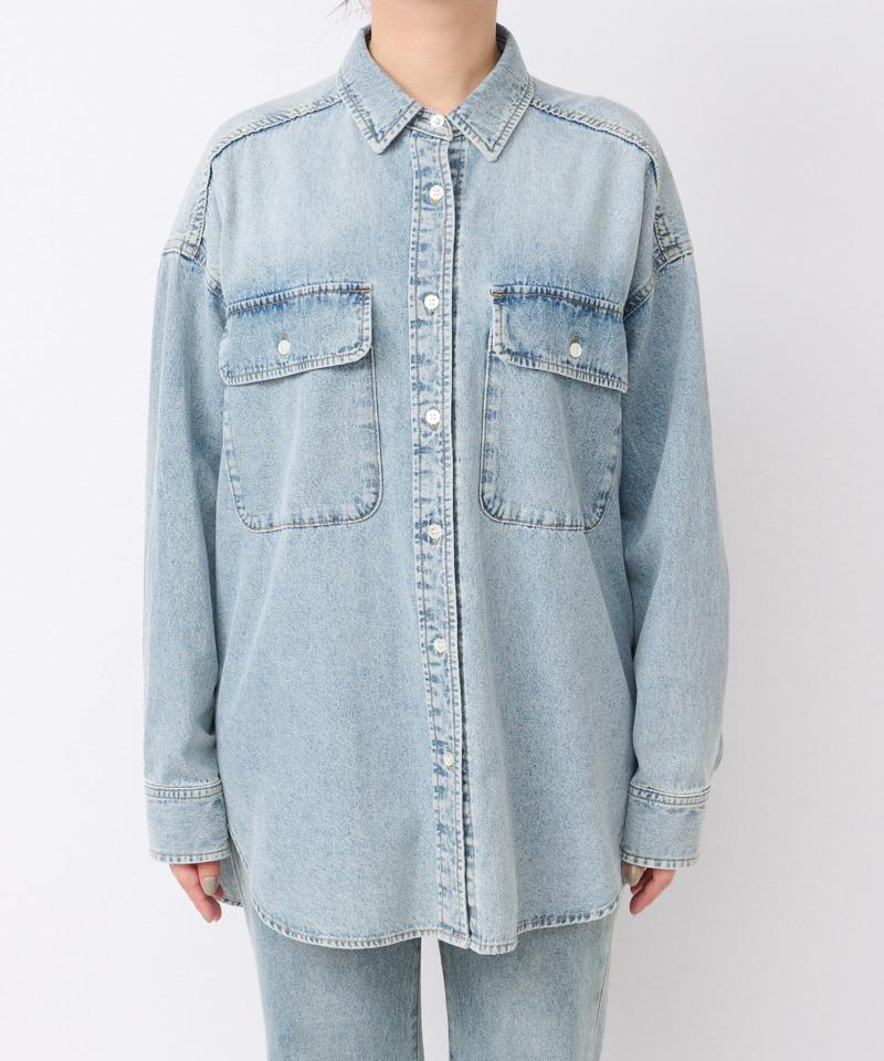 【ベストセラー】【秋の羽織に】【MONN.:.(モン)】ビッグデニムシャツ