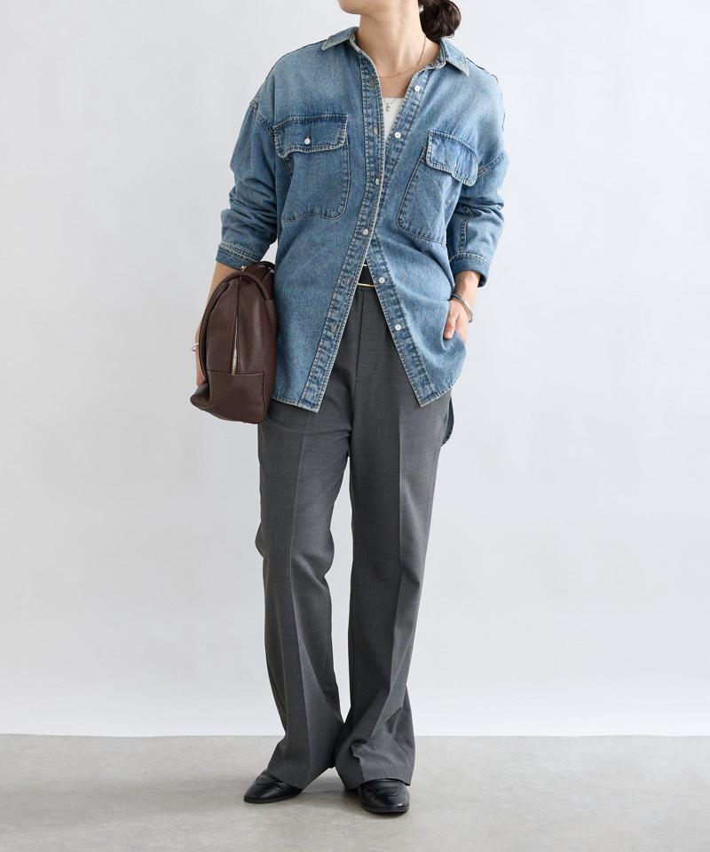 【ベストセラー】【秋の羽織に】【MONN.:.(モン)】ビッグデニムシャツ