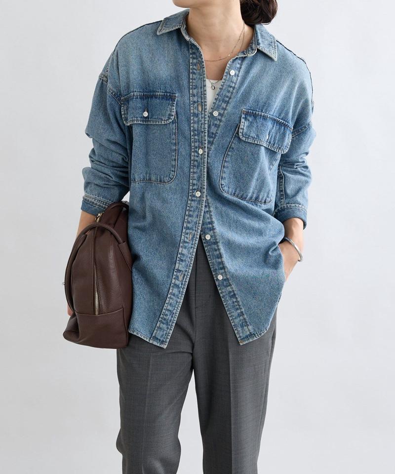 【ベストセラー】【秋の羽織に】【MONN.:.(モン)】ビッグデニムシャツ