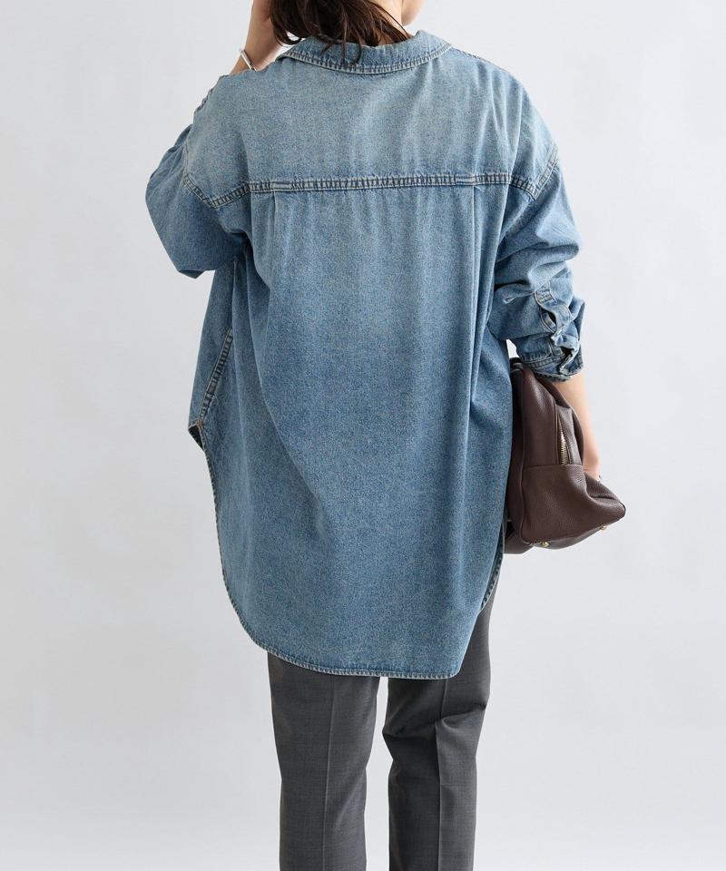 【ベストセラー】【秋の羽織に】【MONN.:.(モン)】ビッグデニムシャツ