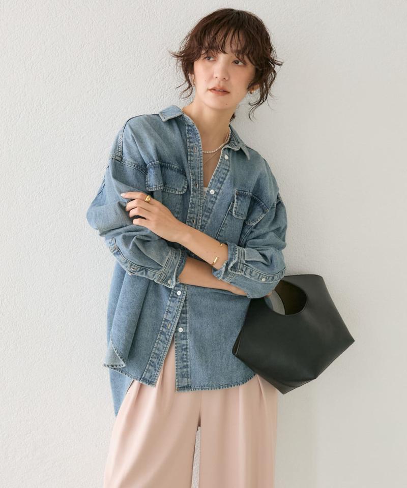【ベストセラー】【秋の羽織に】【MONN.:.(モン)】ビッグデニムシャツ