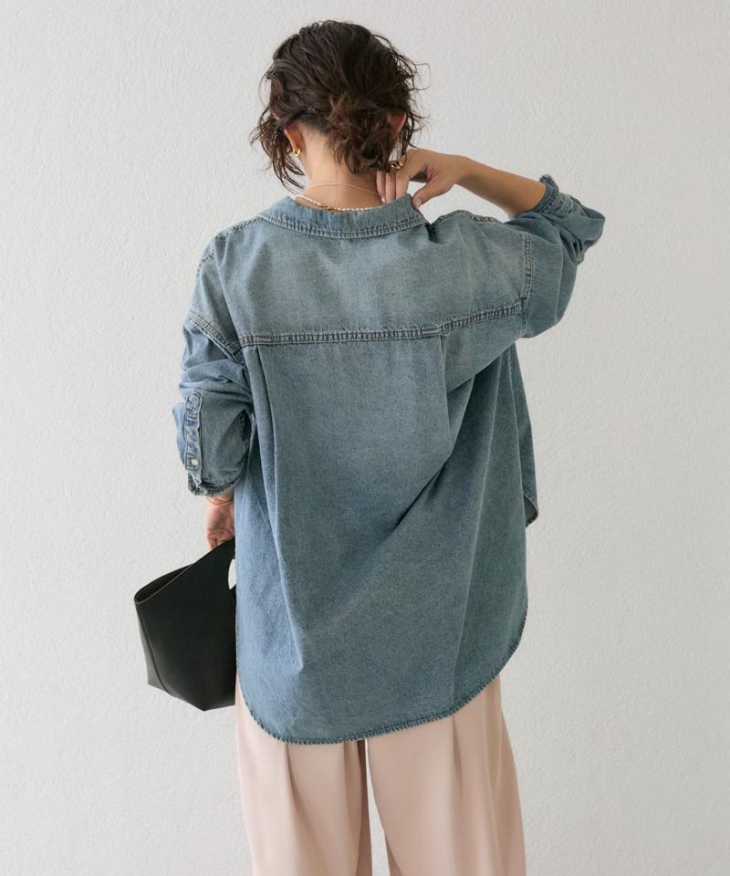 【ベストセラー】【秋の羽織に】【MONN.:.(モン)】ビッグデニムシャツ