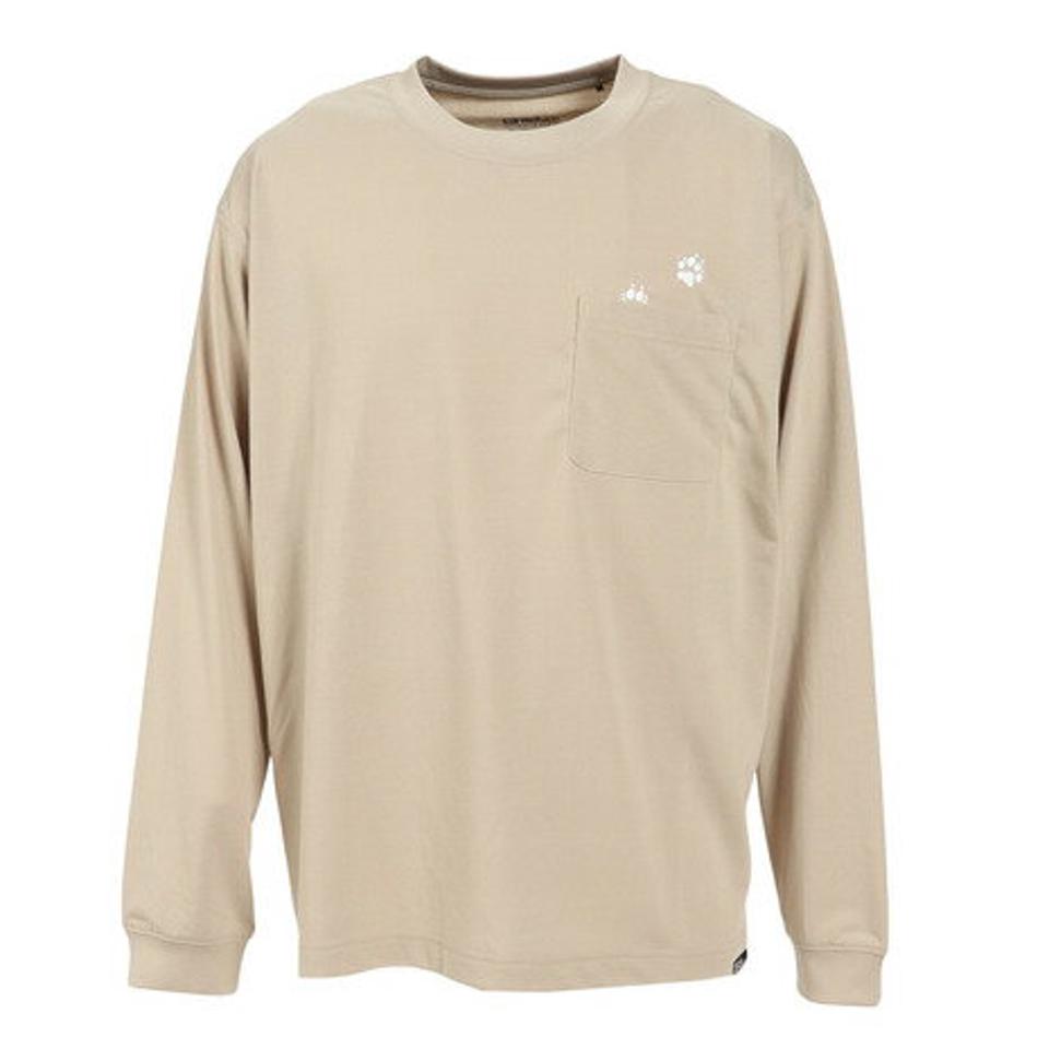 ジャックウルフスキン（JackWolfskin）（メンズ）長袖Tシャツ ロンT JP PAW IN ポケット長袖Tシャツ 5030821-5154 ベージュ