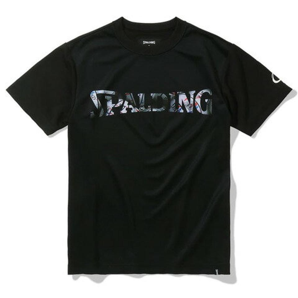 【10/5 24h限定 エントリー＆対象3店舗買い回りで最大P10倍！】スポルディング（SPALDING）（キッズ）ジュニア バスケットボールウェア 半袖Tシャツ ボールプリント ロゴ SJT23154BK
