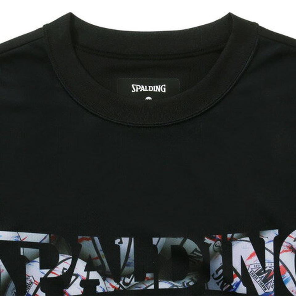 【10/5 24h限定 エントリー＆対象3店舗買い回りで最大P10倍！】スポルディング（SPALDING）（キッズ）ジュニア バスケットボールウェア 半袖Tシャツ ボールプリント ロゴ SJT23154BK