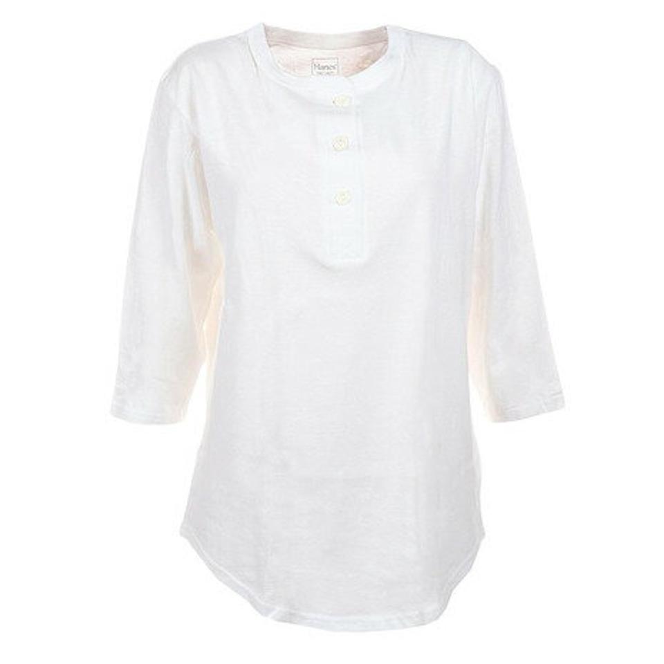 【3点10%OFFクーポン対象！10/12まで】ヘインズ（Hanes）（レディース）リサイクルコットン ヘンリーネック 七分袖Tシャツ HW1-U501 010