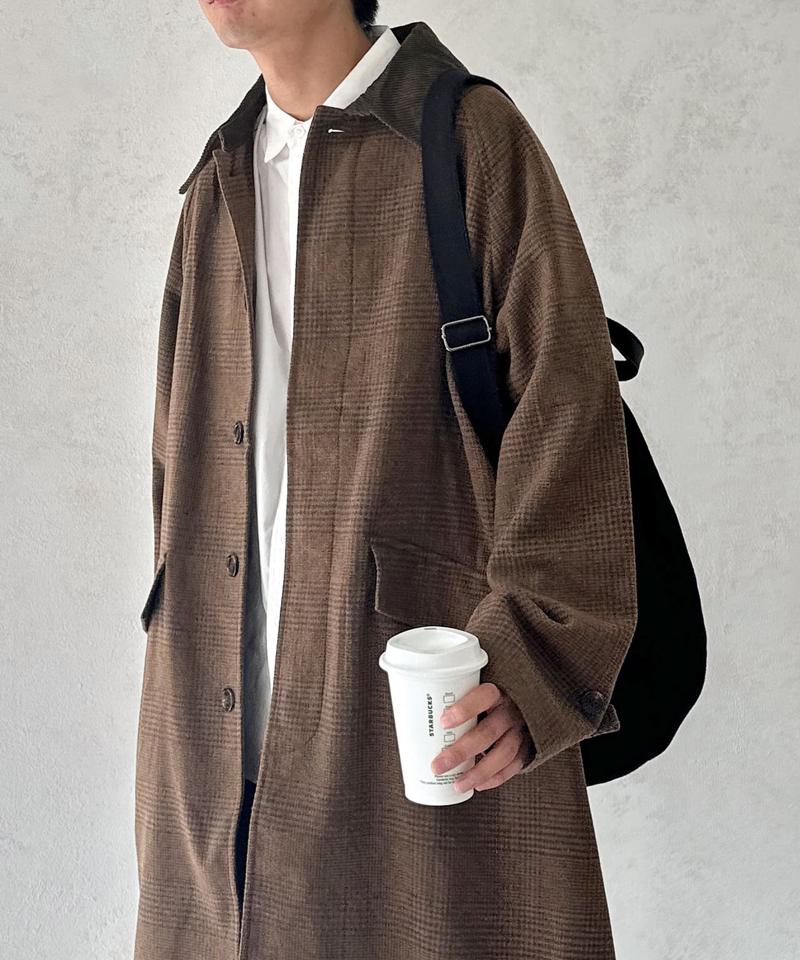襟コーデュロイバルマカンコート