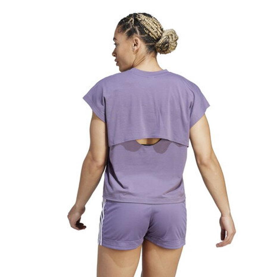 アディダス（adidas）（レディース）tシャツ 半袖 紫 トレイン アイコンズ トレーニング レギュラーフィット 半袖ロゴTシャツ DJD38-IM4747