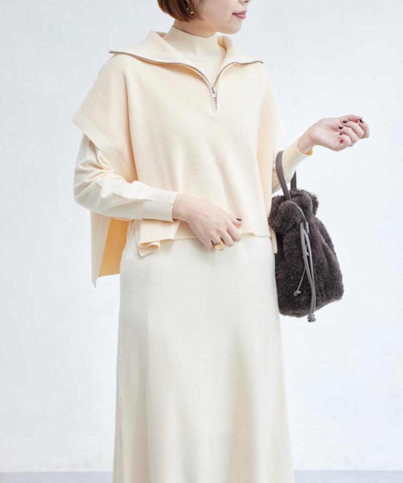 ハーフジッププルオーバー×ニットワンピース