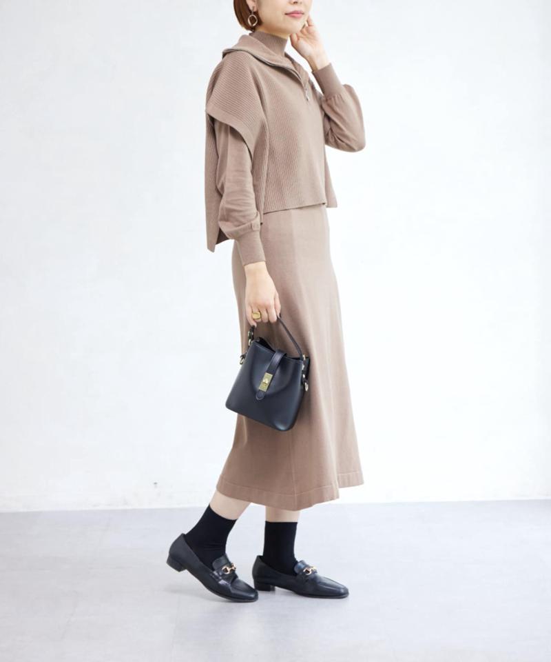 ハーフジッププルオーバー×ニットワンピース