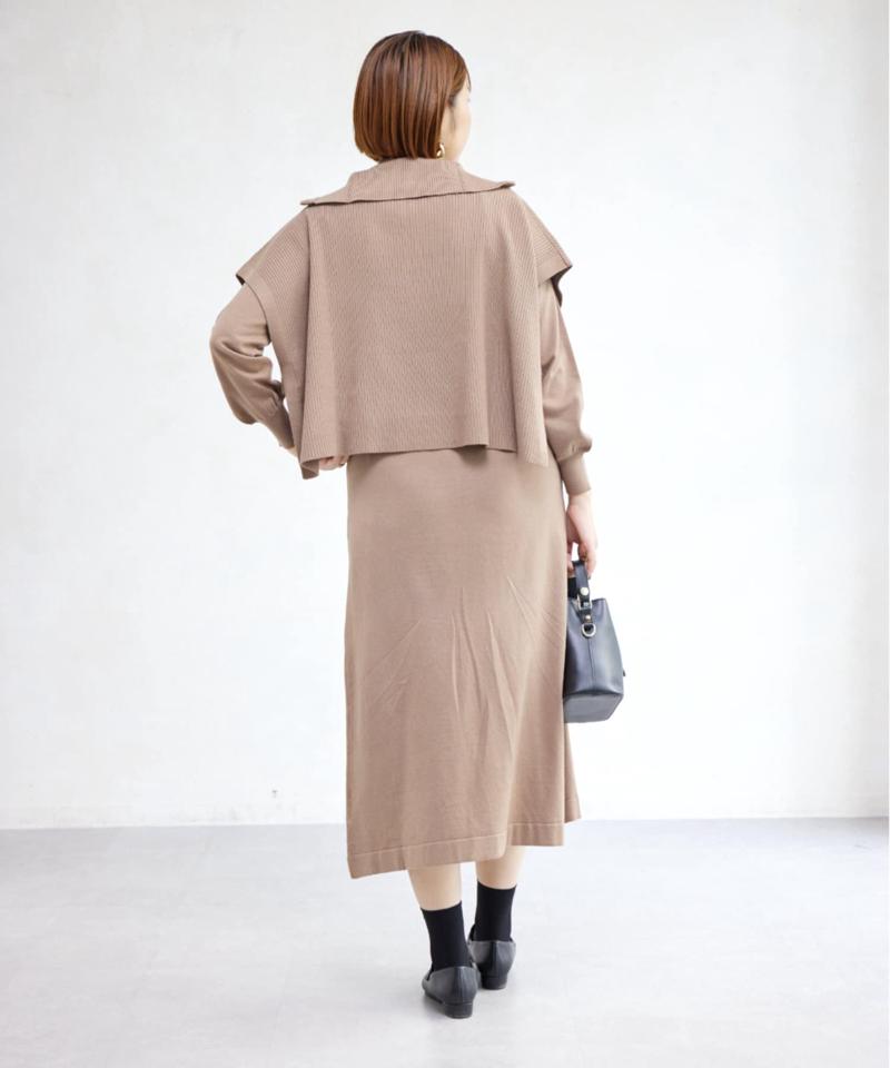 ハーフジッププルオーバー×ニットワンピース