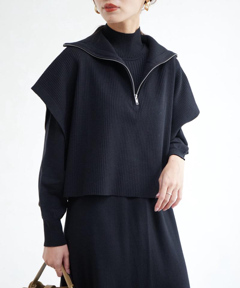 ハーフジッププルオーバー×ニットワンピース