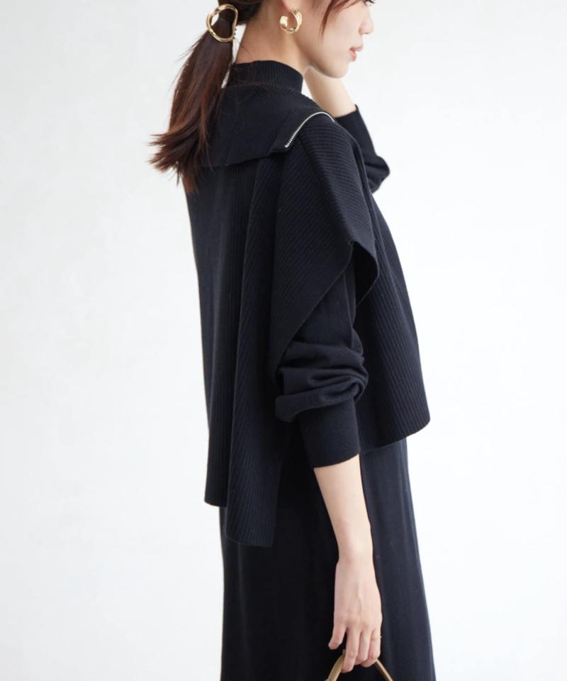 ハーフジッププルオーバー×ニットワンピース