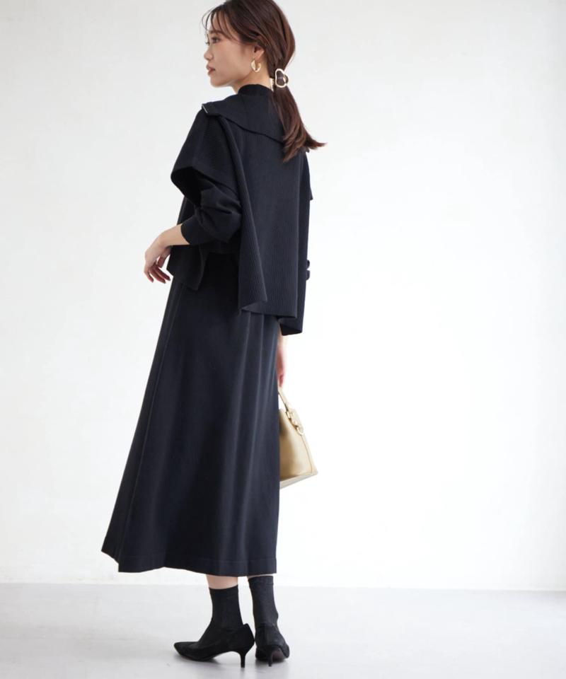 ハーフジッププルオーバー×ニットワンピース