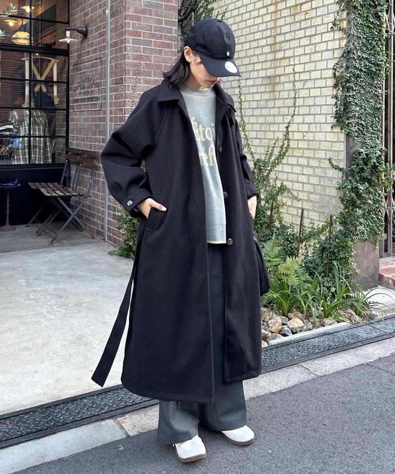 杢調ラグランスリーブスタンドネックコート