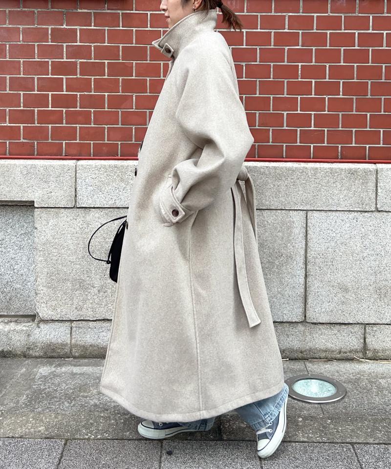 杢調ラグランスリーブスタンドネックコート